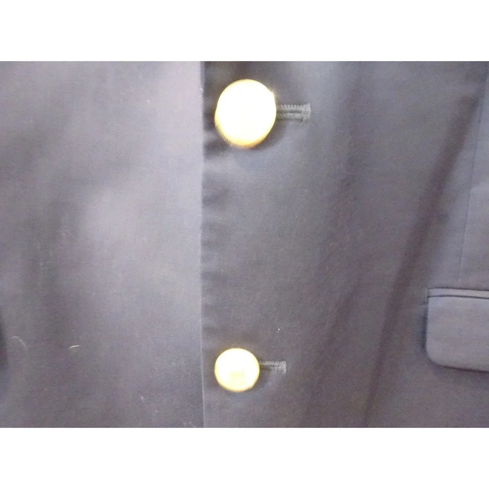 Lauren Ralph Lauren Mens Navy Blue Wool Blend Blazer Gold Crest Buttons 46R